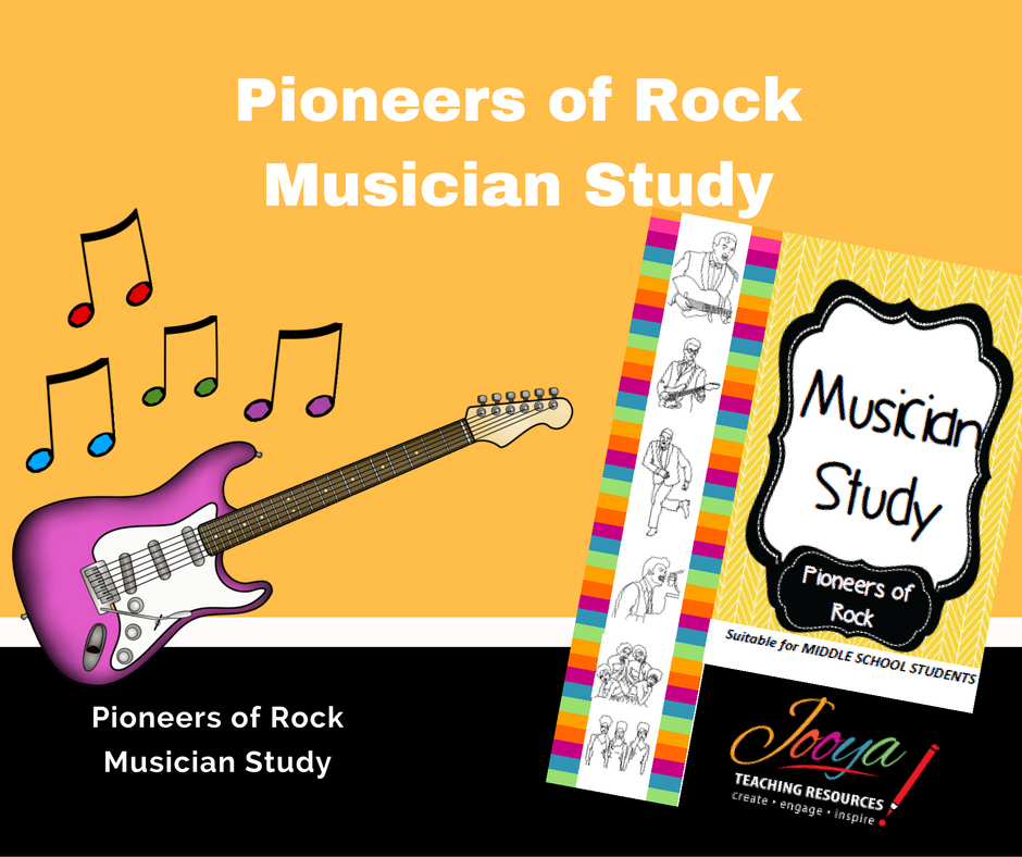 Pioneers of Rock Musician Study by Jooya Teaching Resources. Engage your students in learning when using this resource that develops research skills while learning about the musicians that started Rock Music.