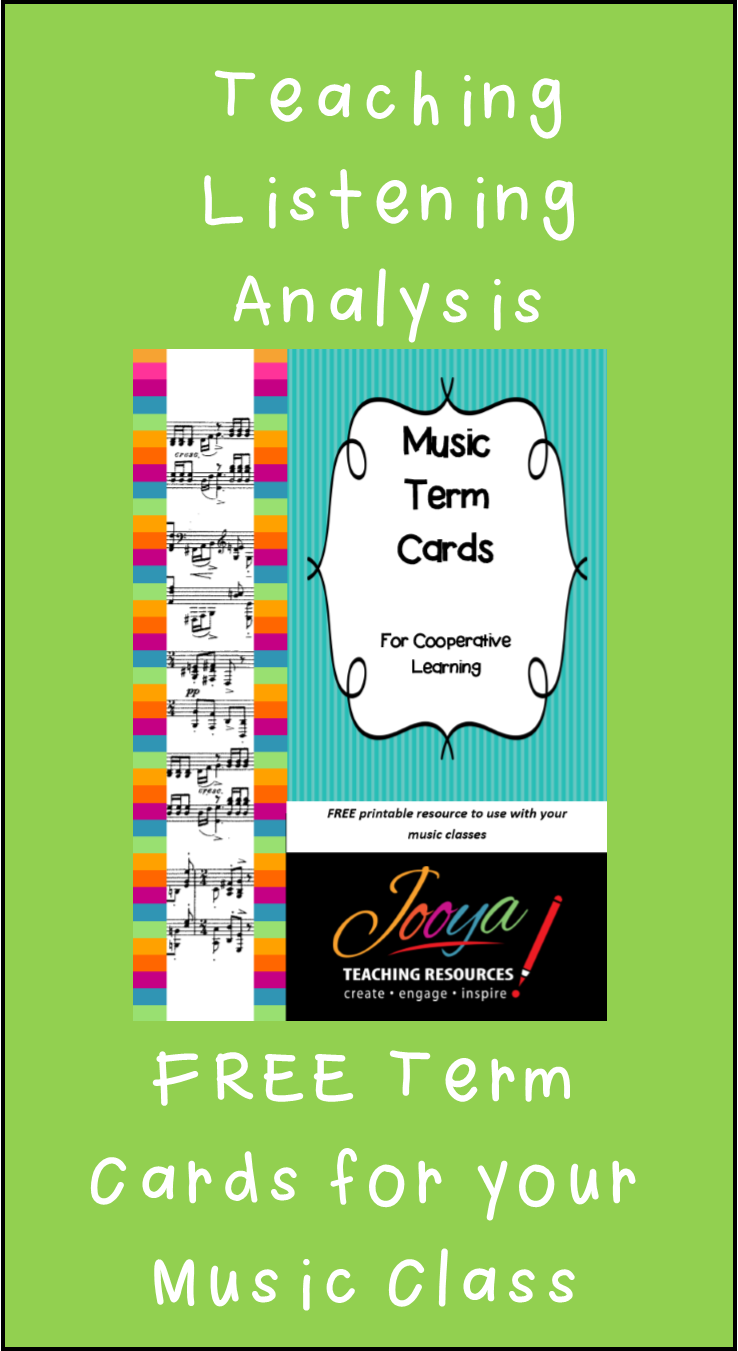 FREE Music term cards from Jooya Teaching Resources. Help your students learn musical terms with this FREE download. Print cards, cut and use! Great for cooperative learning and increasing engagement in the classroom.