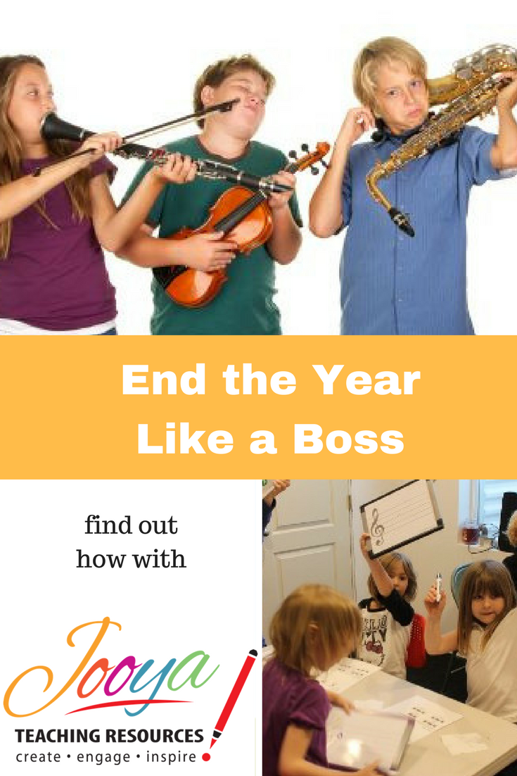 How to End the Year Like a Boss blog post from Jooya Teaching Resources. Check out the post for information on how to keep students engaged during the end of the year and keep your sanity at the same time!